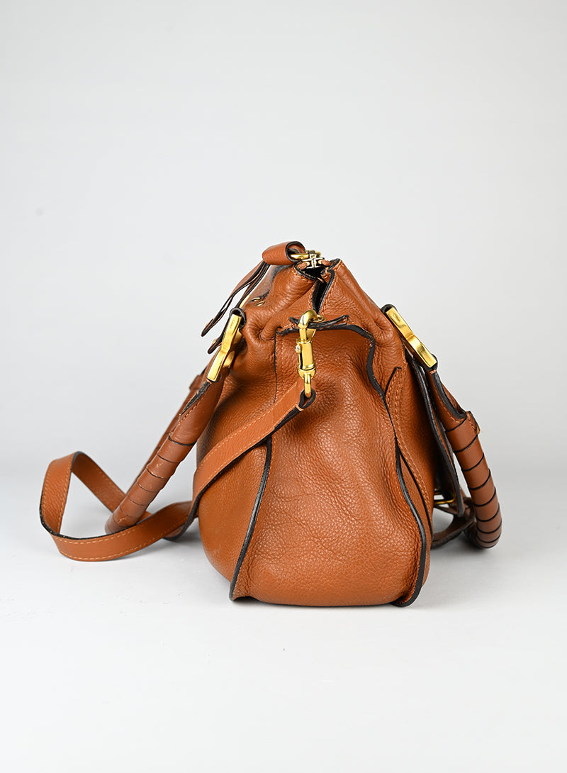 Chloè Borsa Marcie grande in pelle cognac