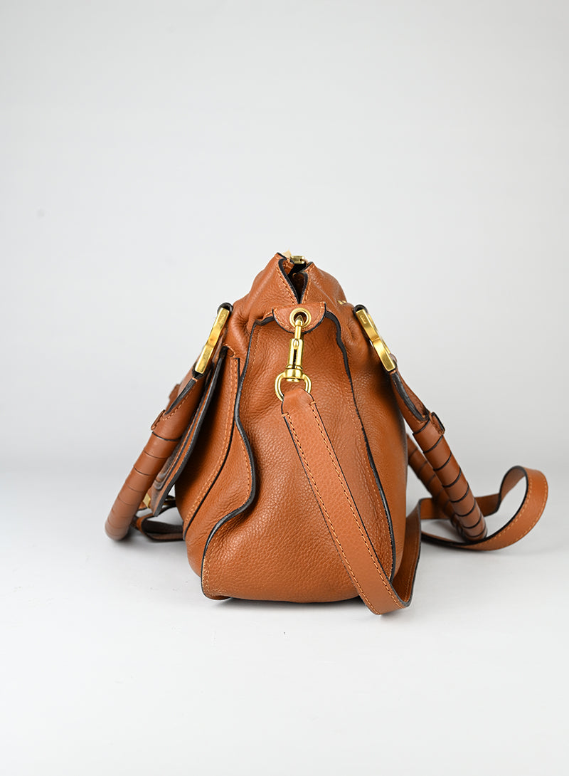 Chloè Borsa Marcie grande in pelle cognac