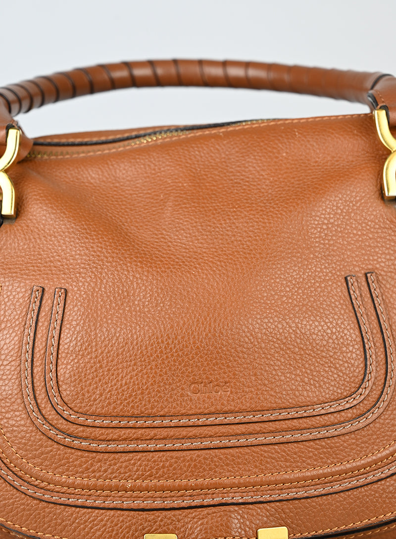Chloè Borsa Marcie grande in pelle cognac