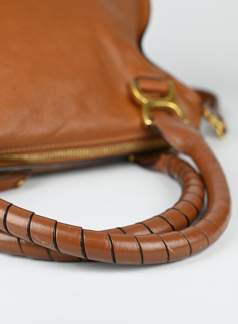 Chloè Borsa Marcie grande in pelle cognac