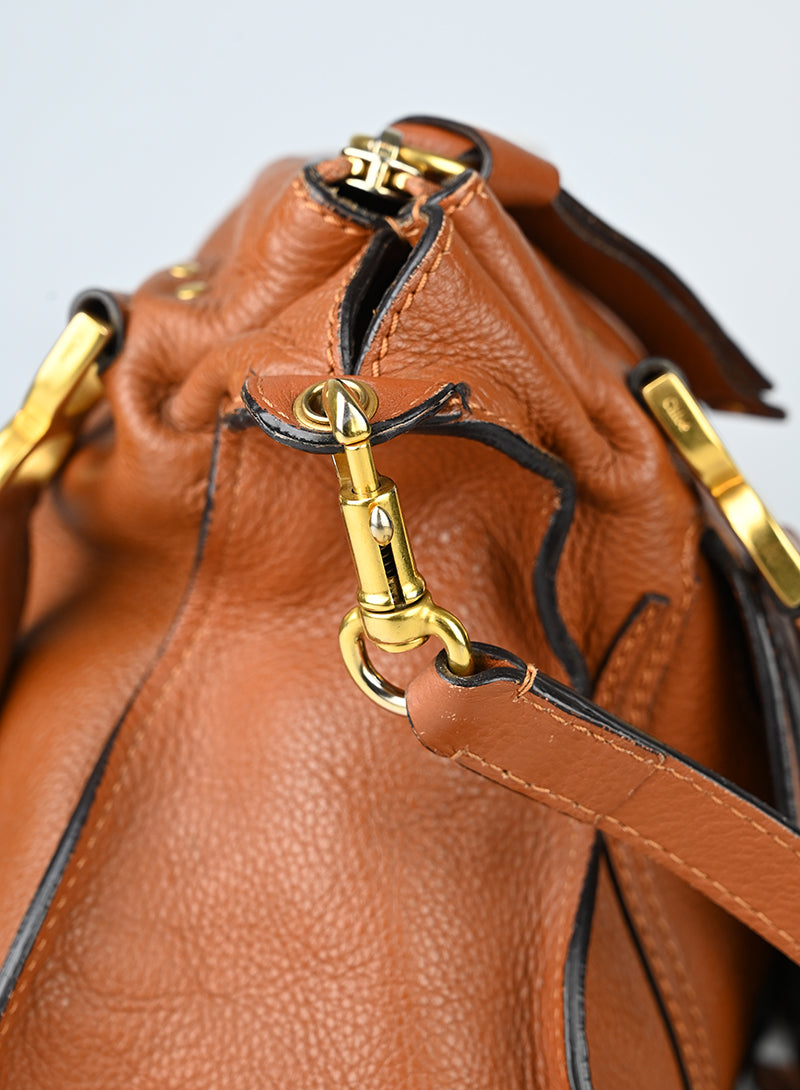 Chloè Borsa Marcie grande in pelle cognac