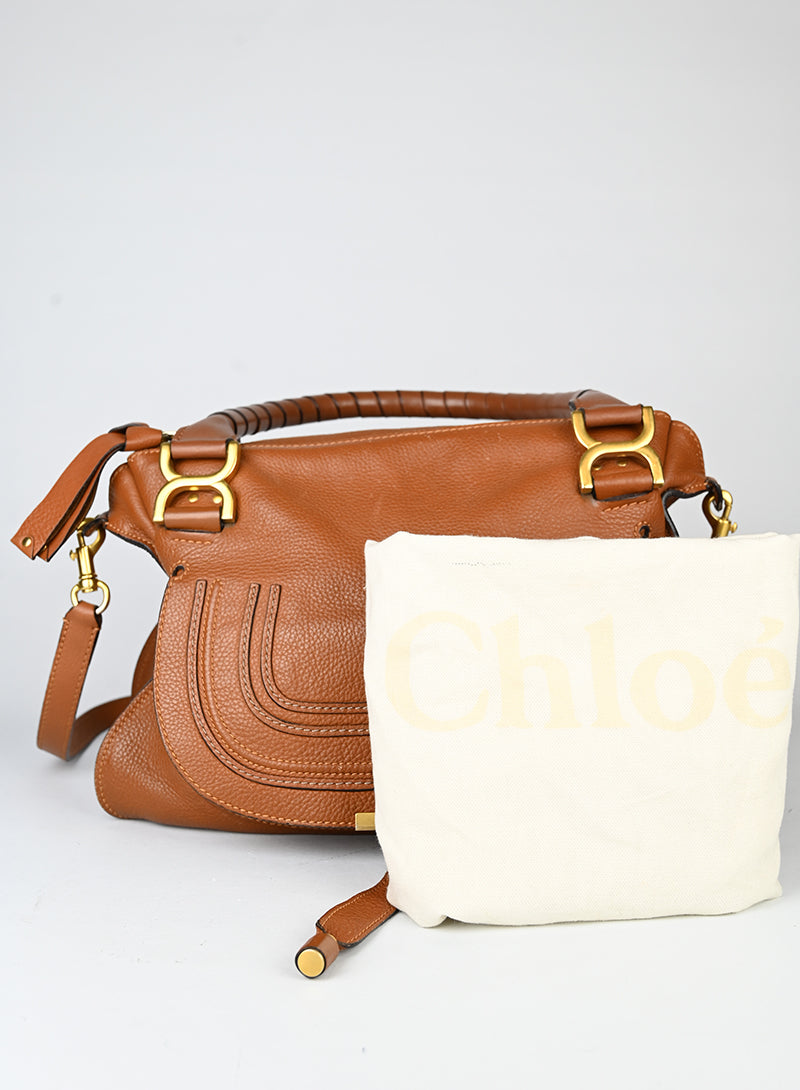 Chloè Borsa Marcie grande in pelle cognac