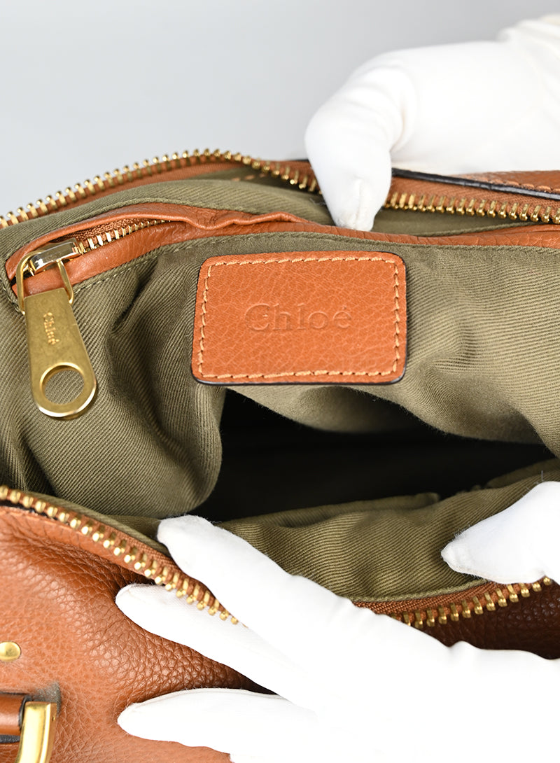 Chloè Borsa Marcie grande in pelle cognac