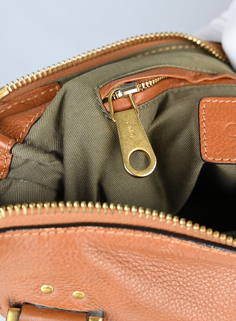 Chloè Borsa Marcie grande in pelle cognac