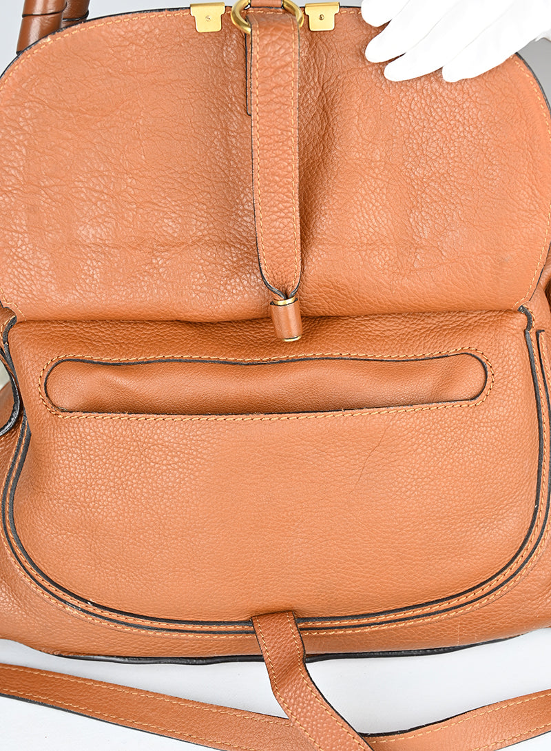 Chloè Borsa Marcie grande in pelle cognac