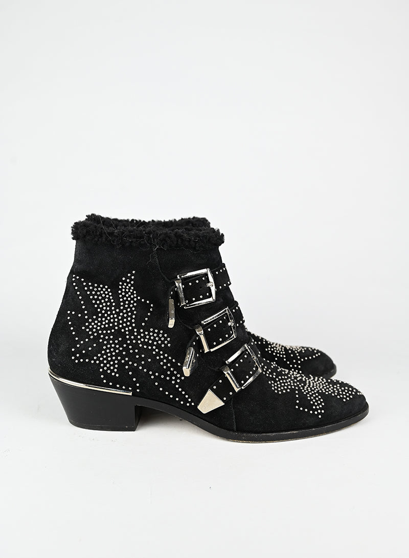 Chloè Stivaletti Susanna in suede nero - N. 39 ½