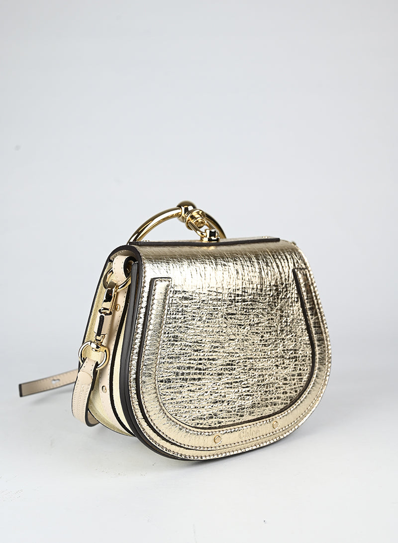 Chloè Borsa lamè oro Nile Bracelet