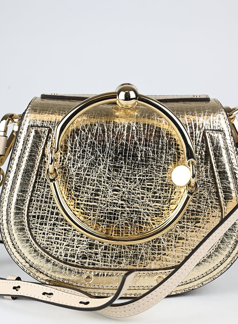 Chloè Borsa lamè oro Nile Bracelet