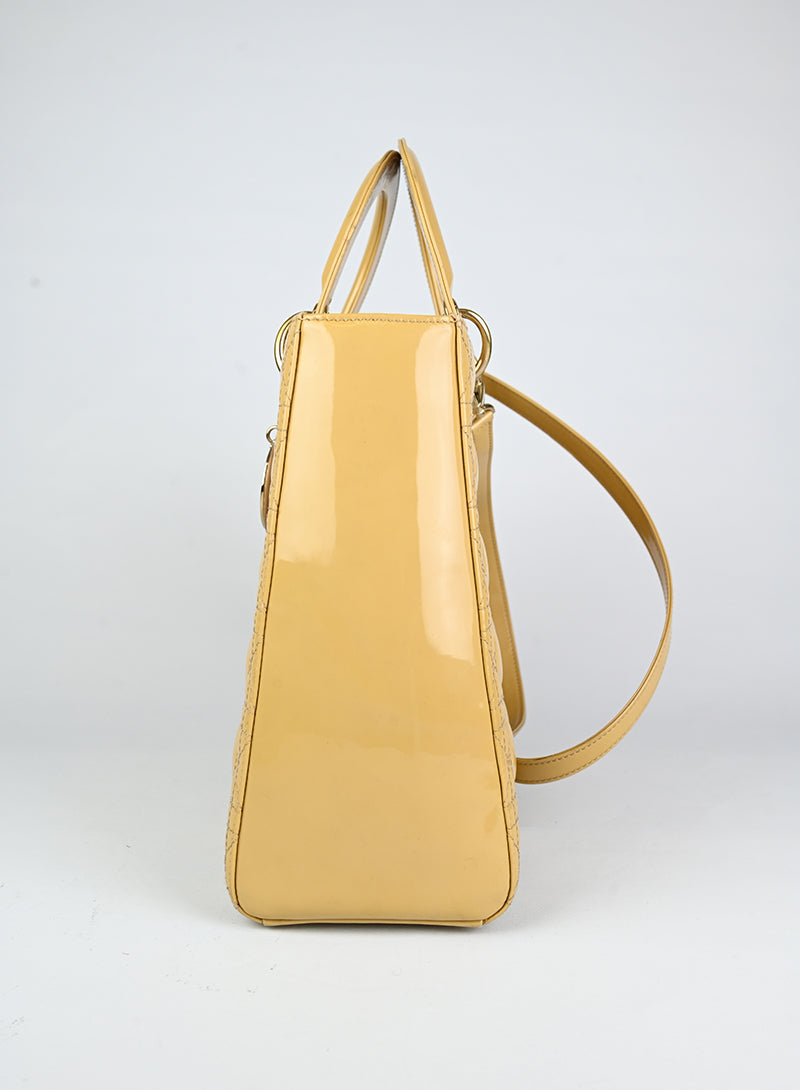 Dior Borsa Lady Dior Large in vernice beige