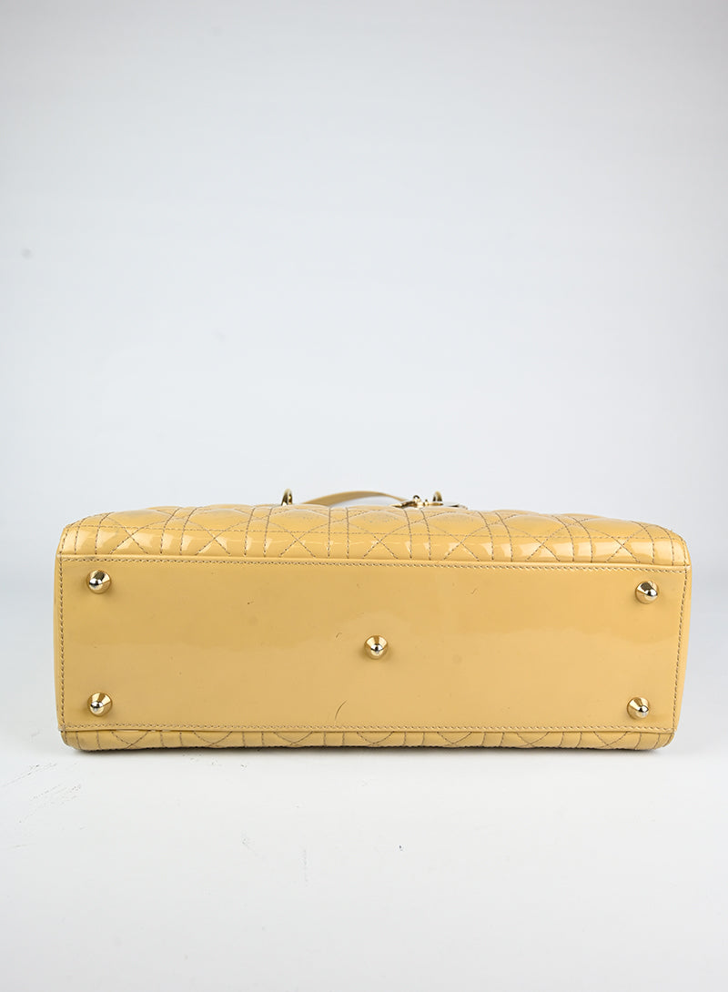Dior Borsa Lady Dior Large in vernice beige