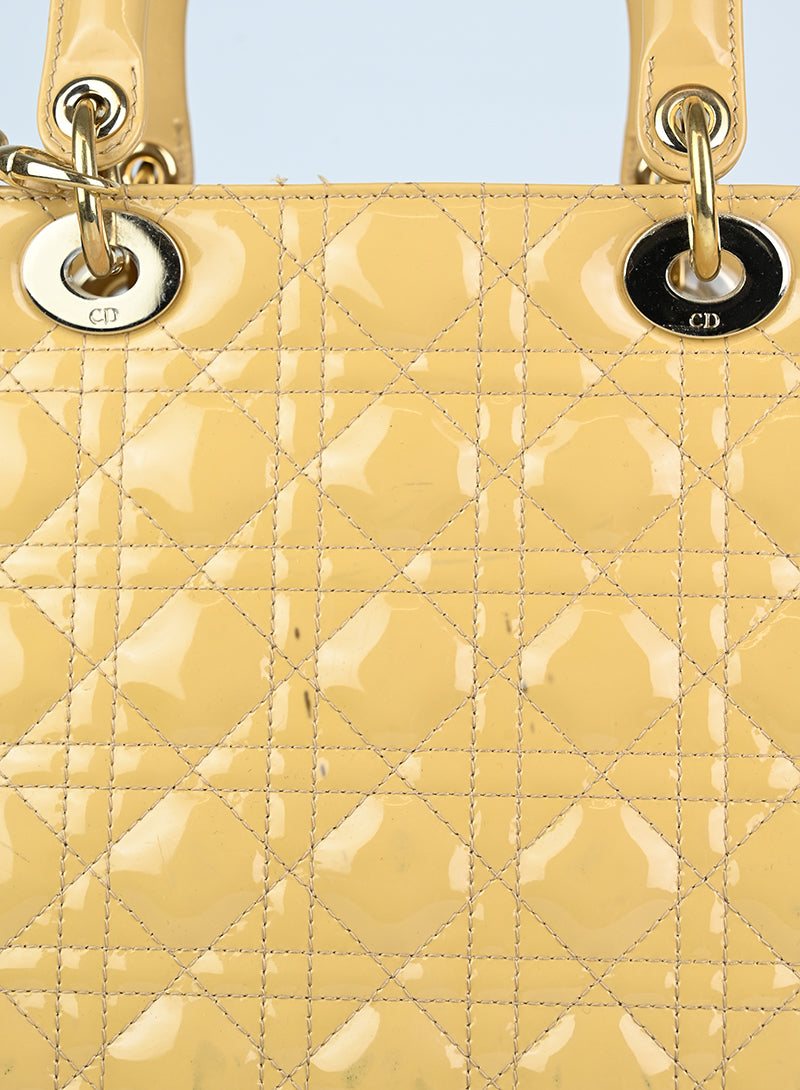 Dior Borsa Lady Dior Large in vernice beige