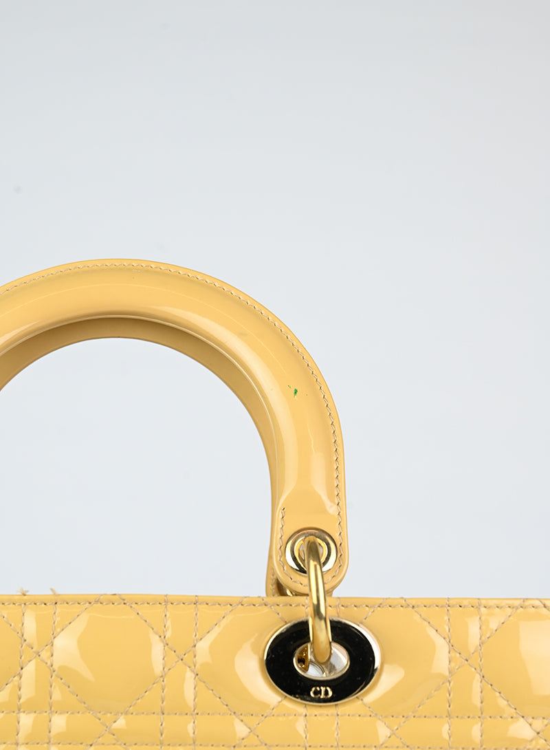 Dior Borsa Lady Dior Large in vernice beige