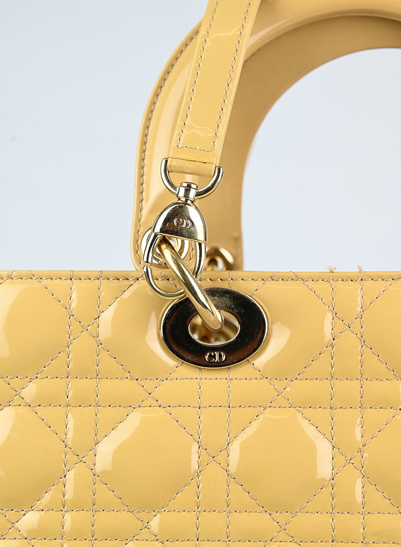 Dior Borsa Lady Dior Large in vernice beige