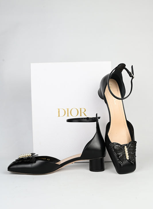 Dior Sandali con tacco in pelle nera - N. 40 - lesleyluxuryvintage