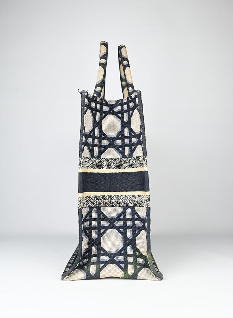 Dior Shopper Book Tote in tessuto beige e blu