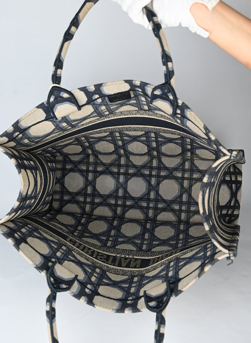 Dior Shopper Book Tote in tessuto beige e blu