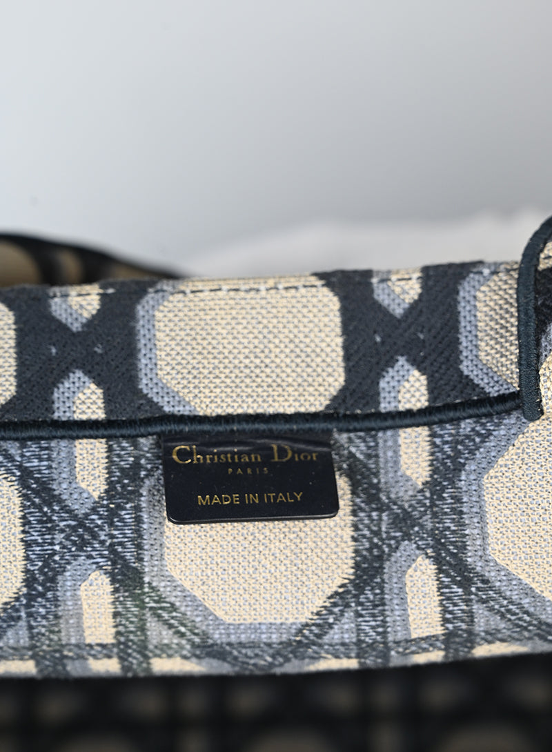 Dior Shopper Book Tote in tessuto beige e blu