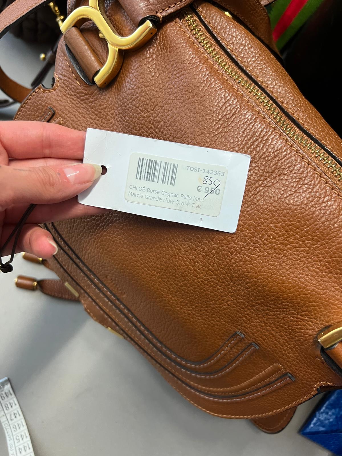 Chloè Borsa Marcie grande in pelle cognac