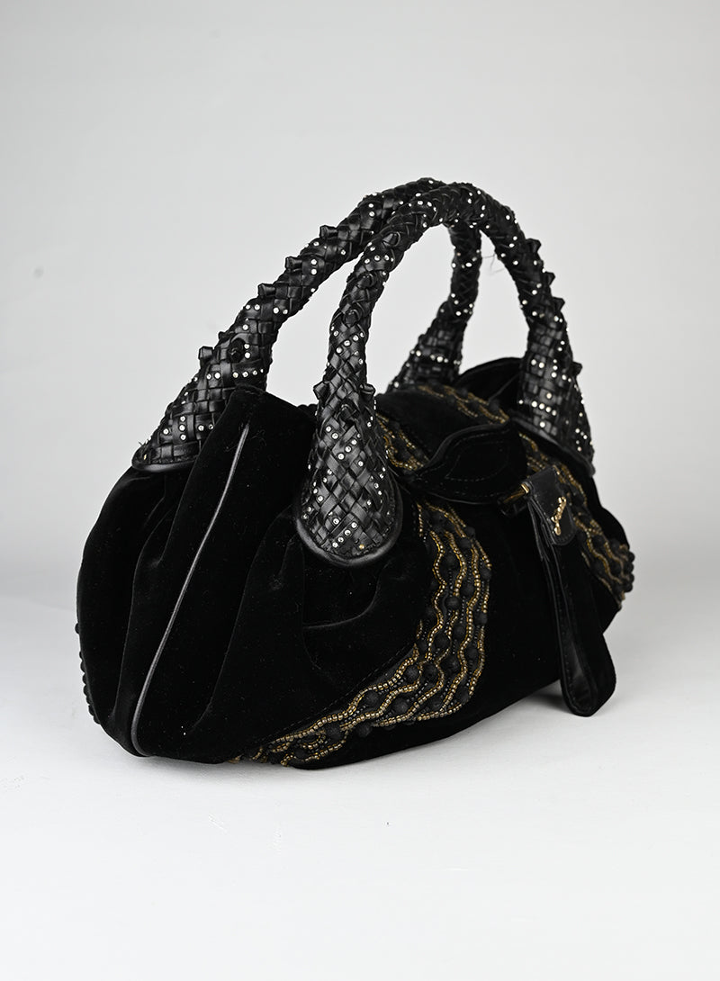 Fendi Borsa Spy in velluto nero