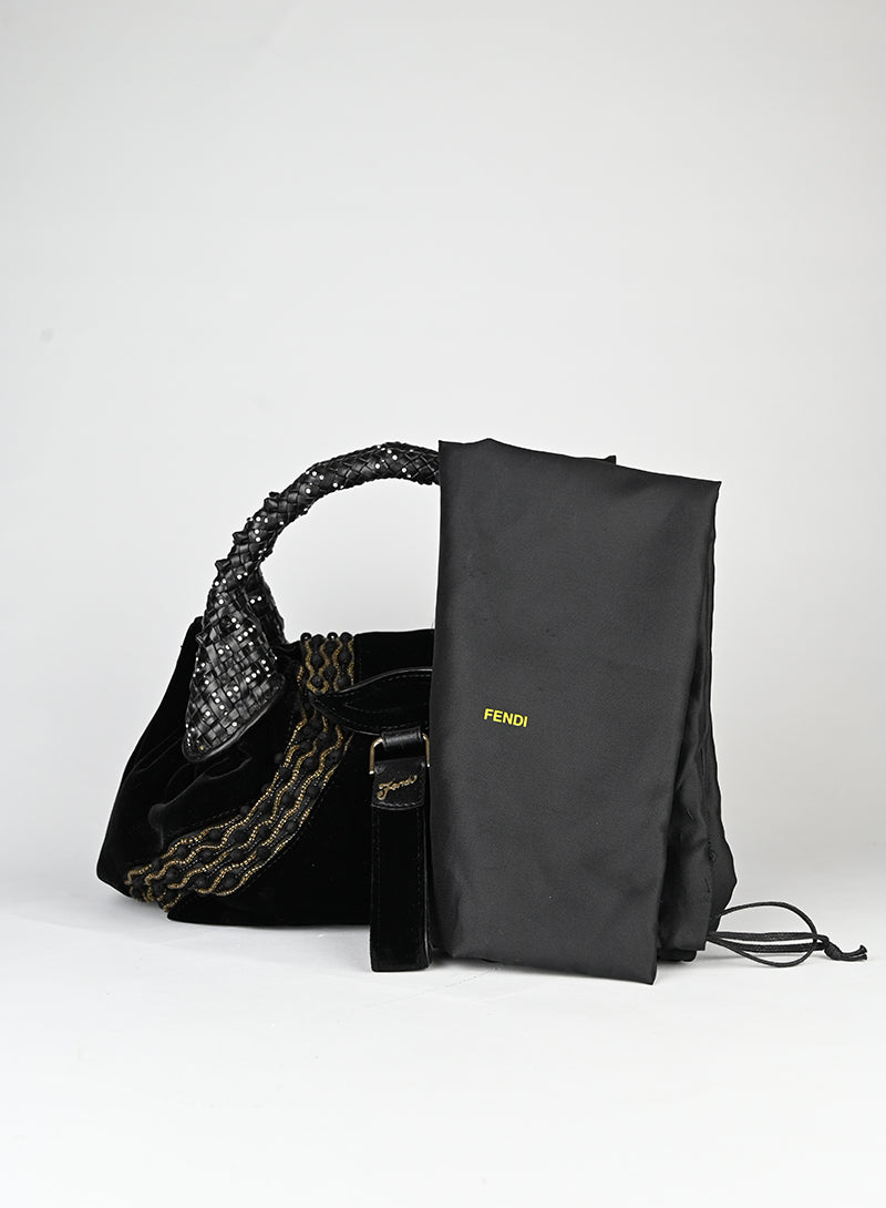 Fendi Borsa Spy in velluto nero