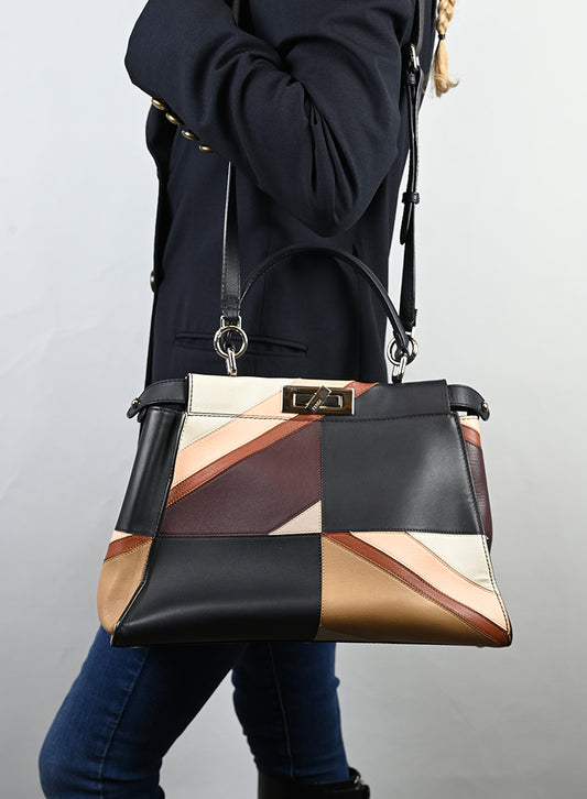 Fendi Borsa Peekaboo media in pelle multicolor - lesleyluxuryvintage