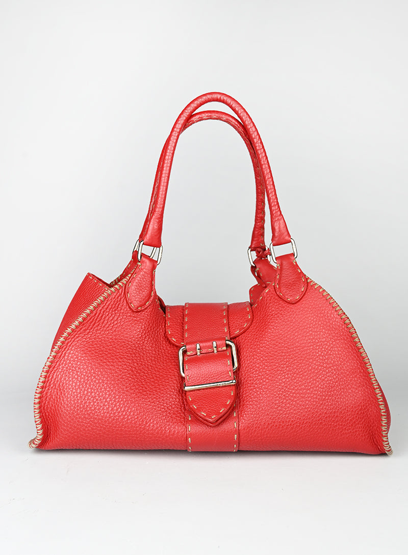 Fendi Selleria Borsa Trapez in pelle rossa