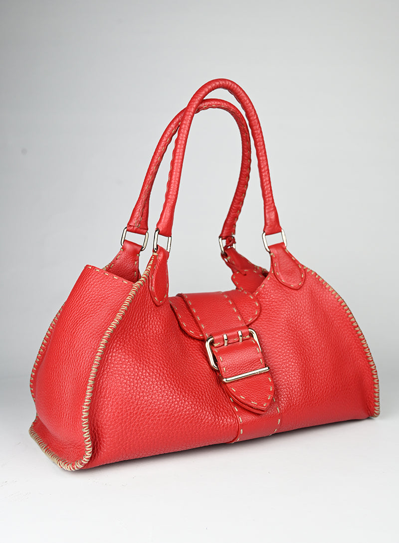 Fendi Selleria Borsa Trapez in pelle rossa