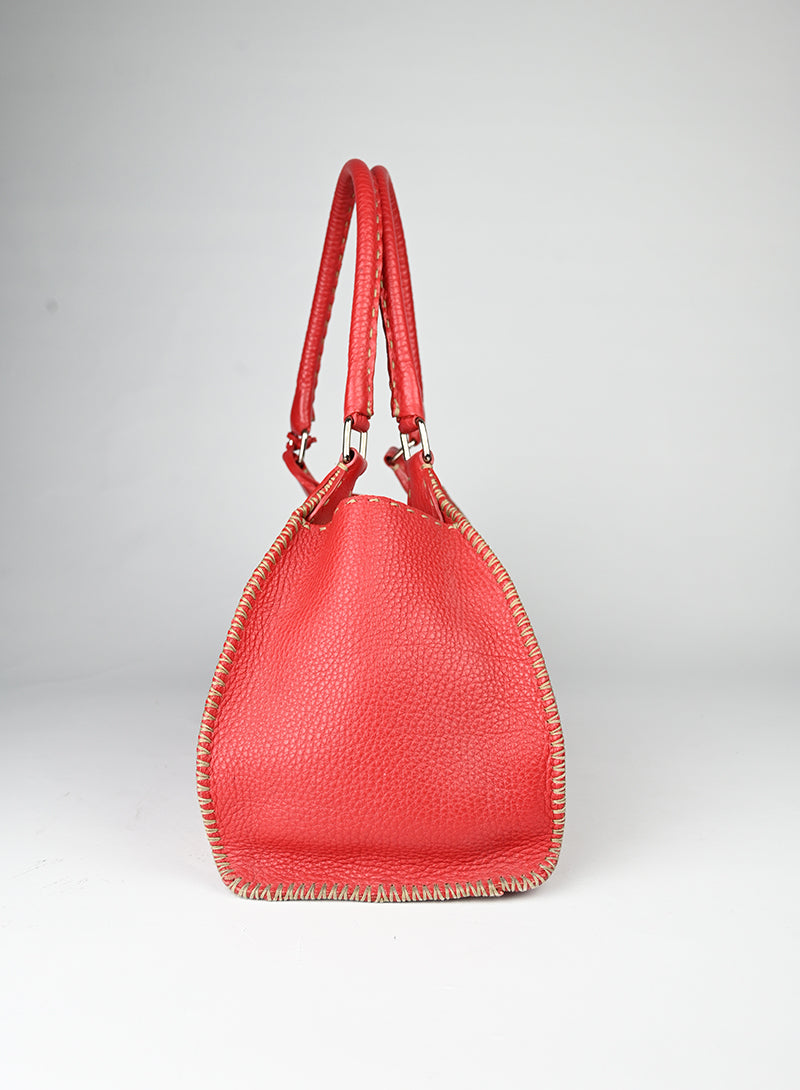 Fendi Selleria Borsa Trapez in pelle rossa