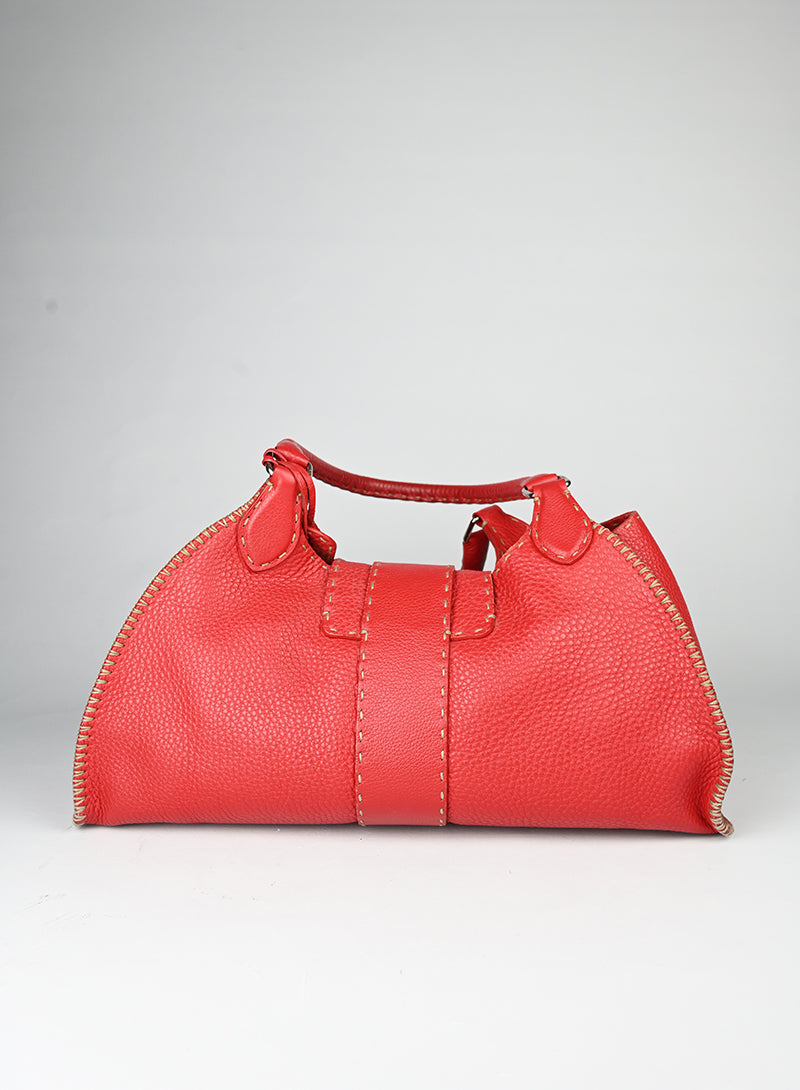 Fendi Selleria Borsa Trapez in pelle rossa