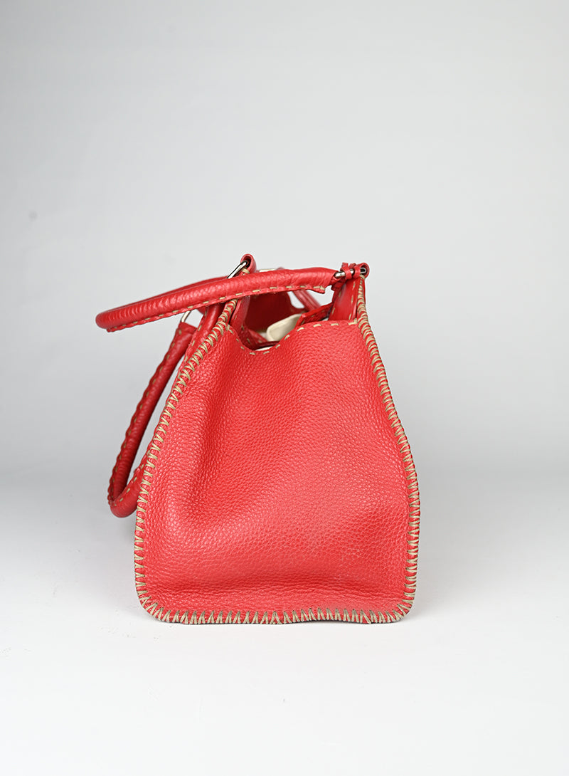 Fendi Selleria Borsa Trapez in pelle rossa