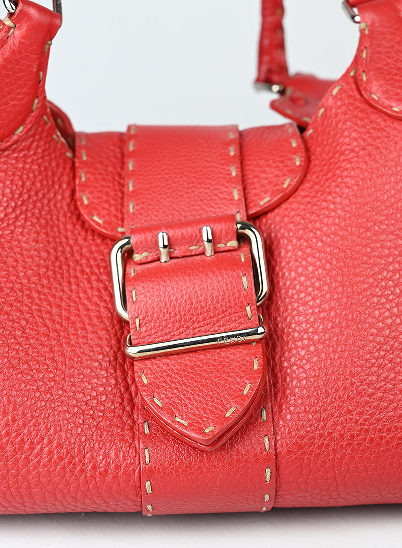 Fendi Selleria Borsa Trapez in pelle rossa