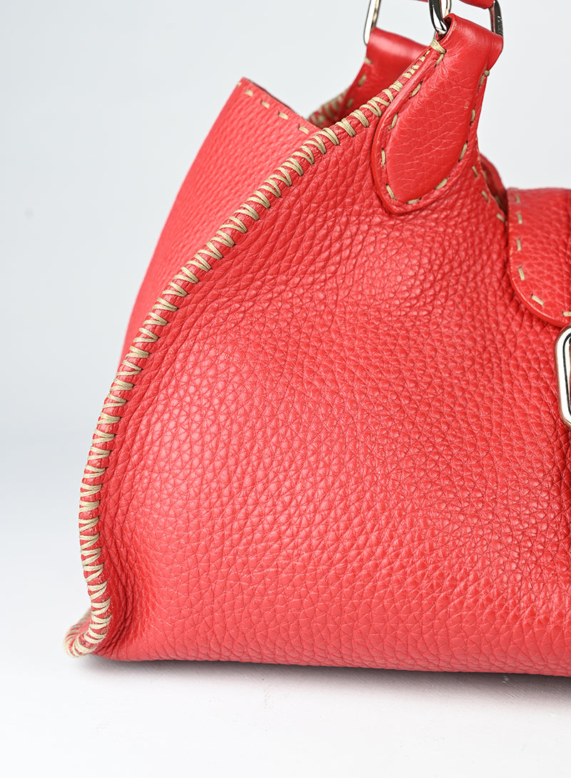 Fendi Selleria Borsa Trapez in pelle rossa