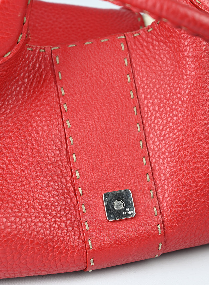 Fendi Selleria Borsa Trapez in pelle rossa
