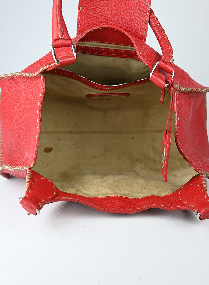 Fendi Selleria Borsa Trapez in pelle rossa