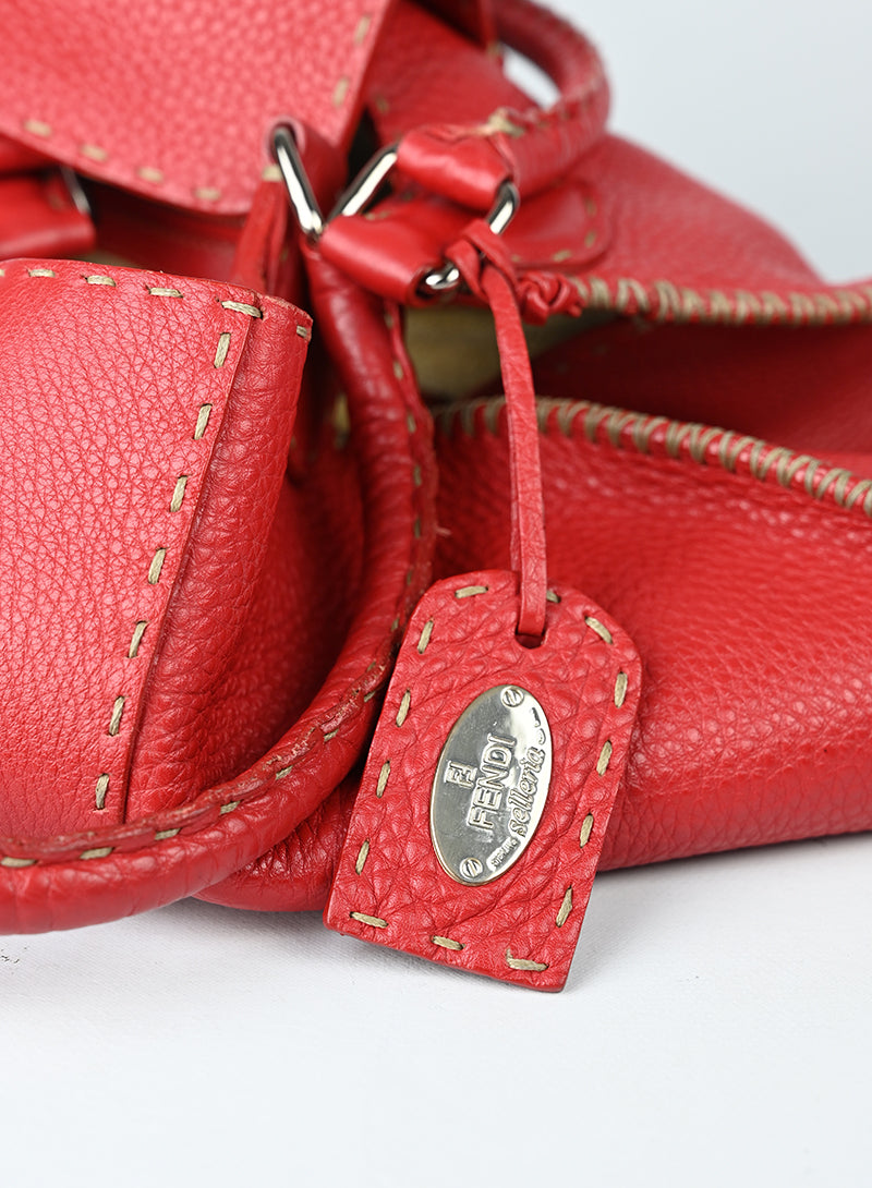 Fendi Selleria Borsa Trapez in pelle rossa