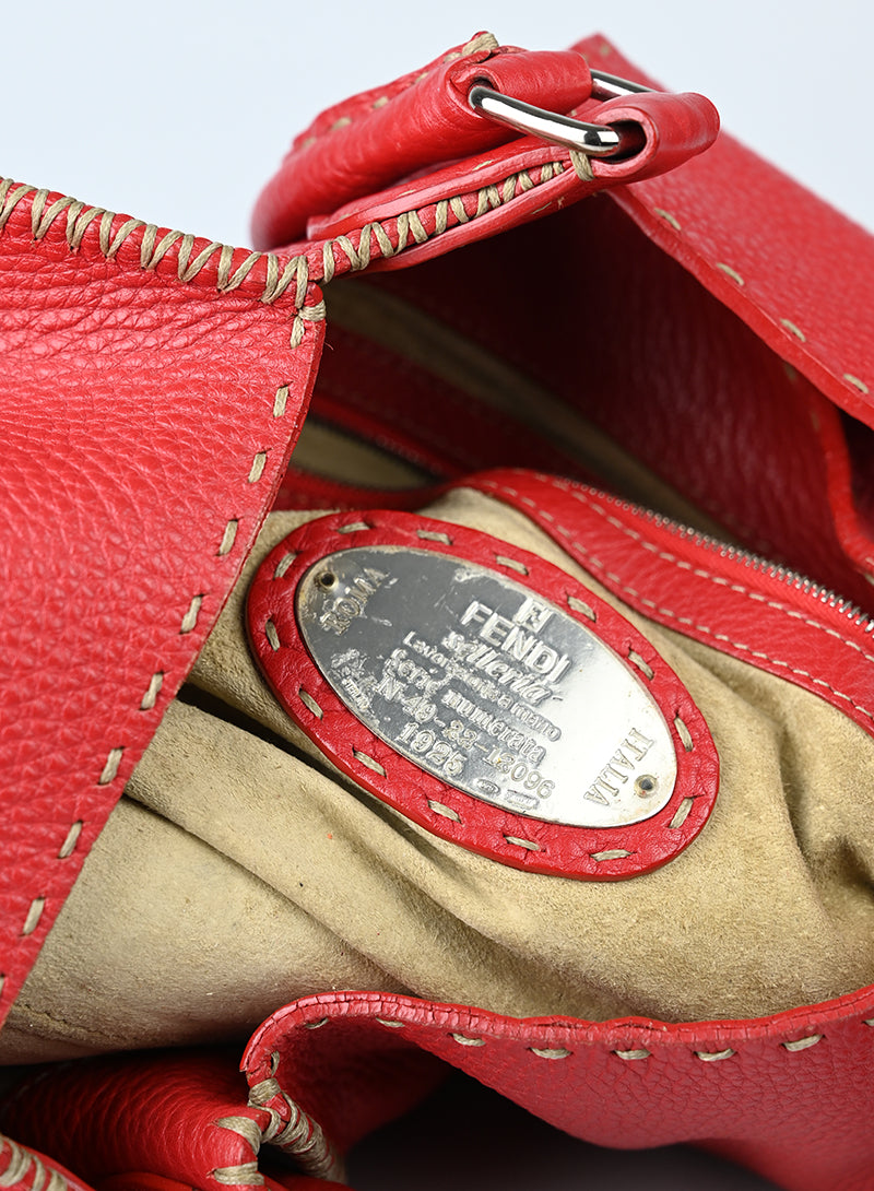 Fendi Selleria Borsa Trapez in pelle rossa
