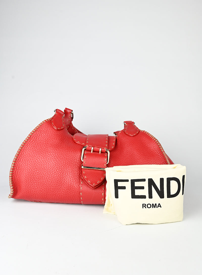 Fendi Selleria Borsa Trapez in pelle rossa
