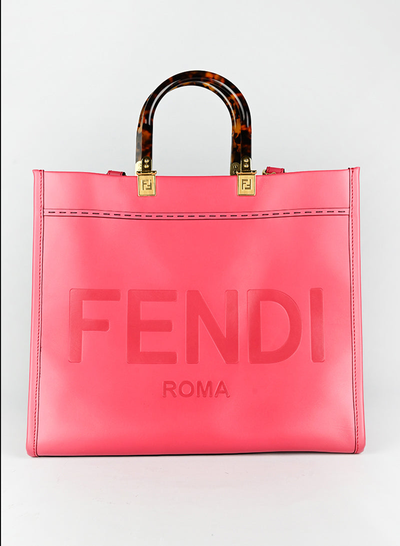 Fendi Shopper Sunshine in pelle rossa