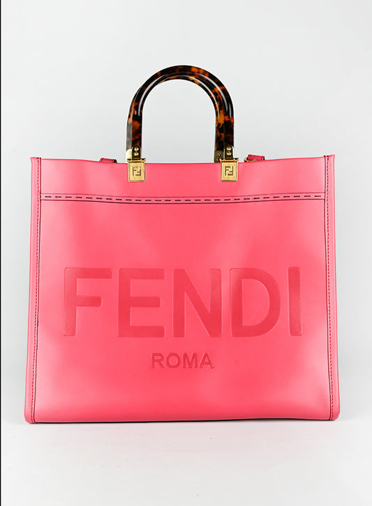 Fendi Shopper Sunshine in pelle rossa