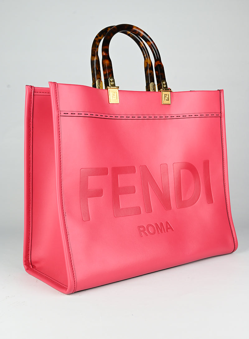 Fendi Shopper Sunshine in pelle rossa