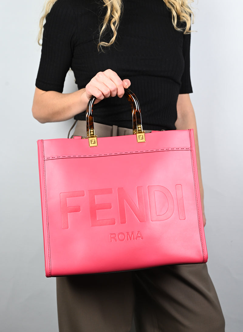 Fendi Shopper Sunshine in pelle rossa