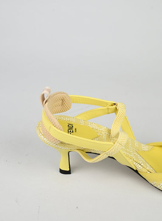 Fendi Slingback Zucca Gialle - N. 37 ½ - lesleyluxuryvintage