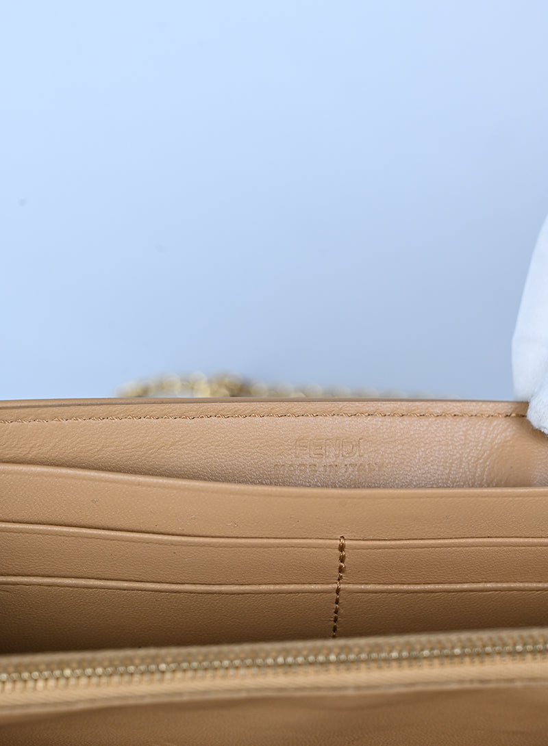 Fendi Borsina in pelle beige FF