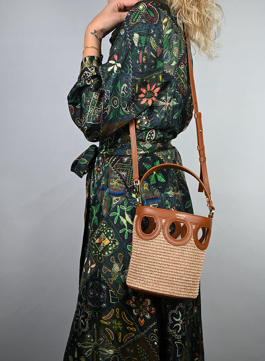 Ferragamo Gancini XS Rafia Cognac
