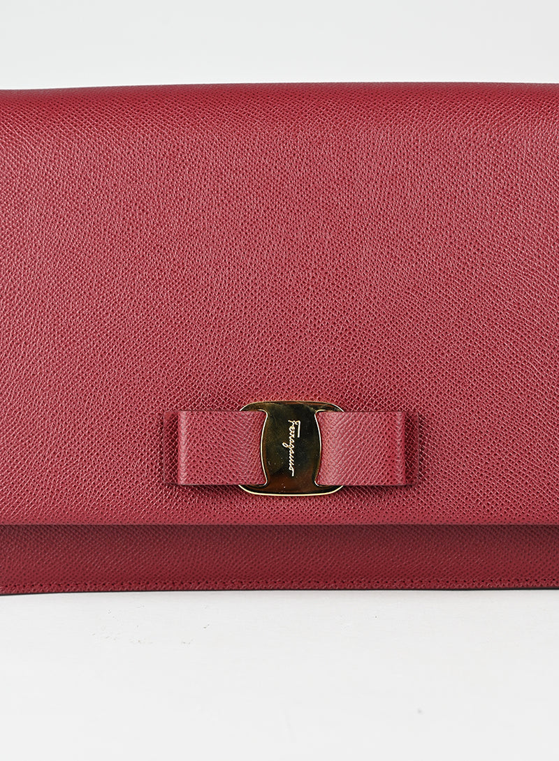 Ferragamo Borsa New Ginny in pelle bordeaux