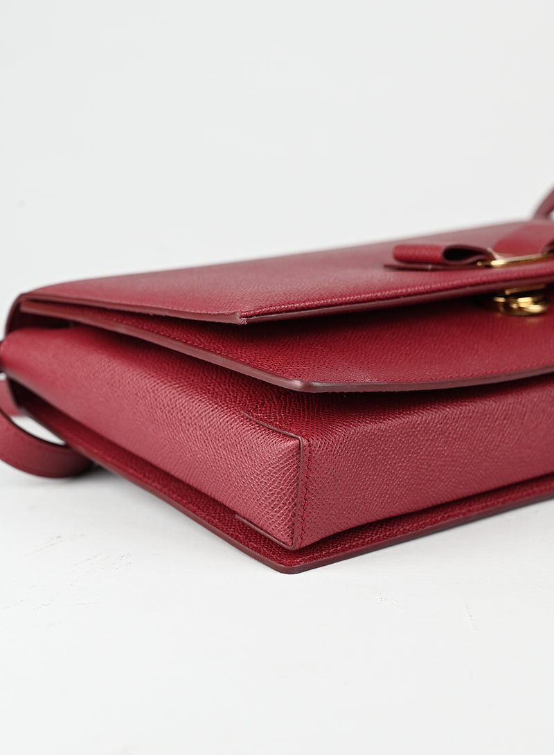 Ferragamo Borsa New Ginny in pelle bordeaux