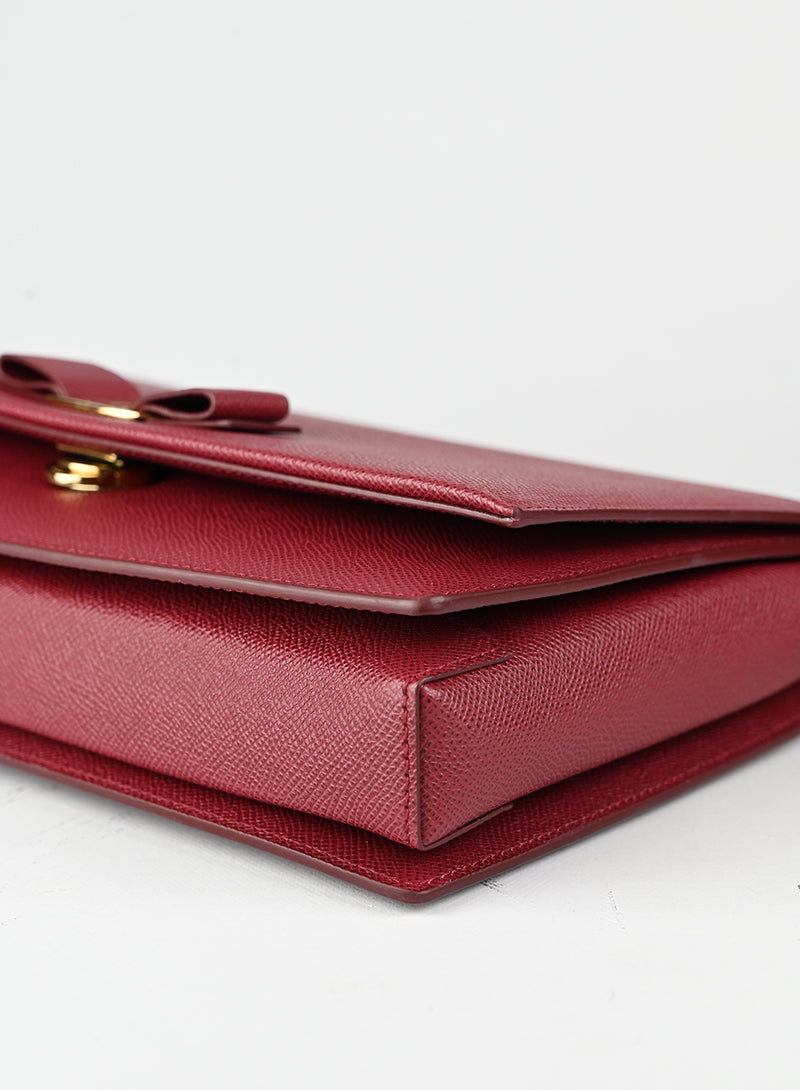 Ferragamo Borsa New Ginny in pelle bordeaux