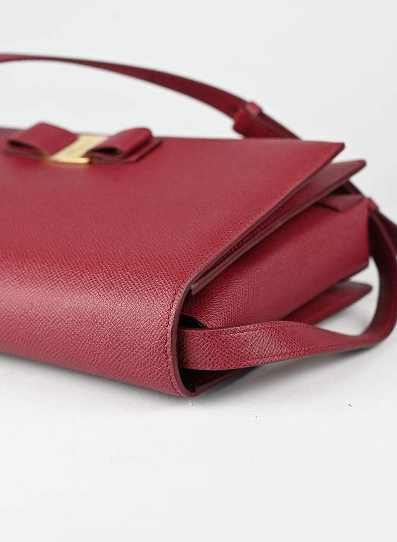 Ferragamo Borsa New Ginny in pelle bordeaux