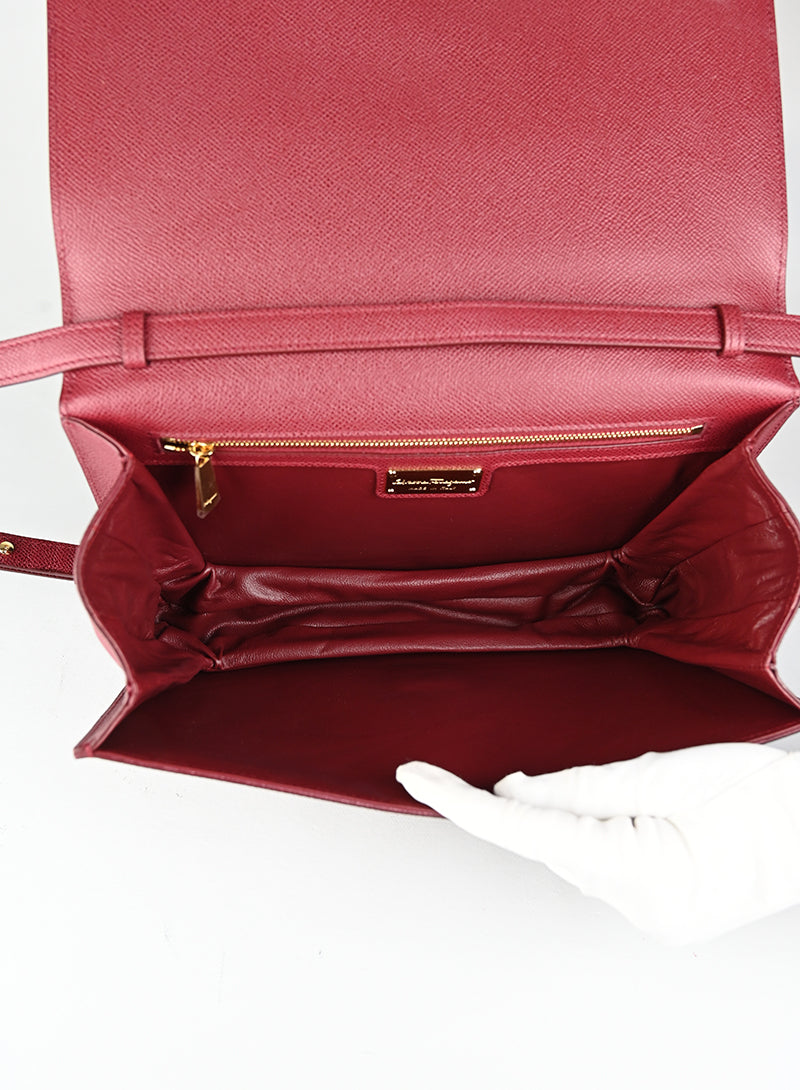 Ferragamo Borsa New Ginny in pelle bordeaux