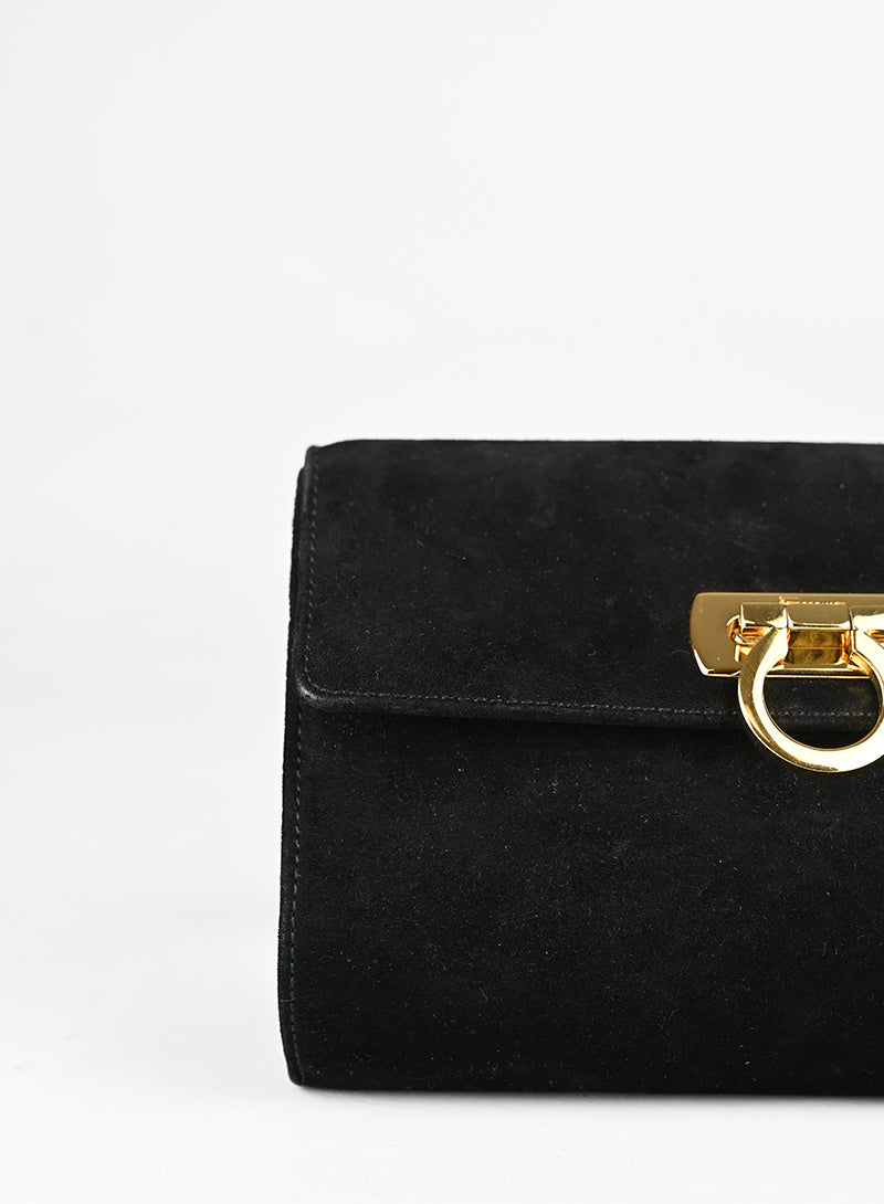 Salvatore Ferragamo Borsa a tracolla in suede nera